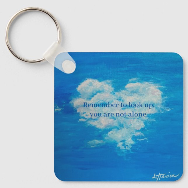 Heart Cloud Metal Circle Keychain, 2" Keychain (Front)