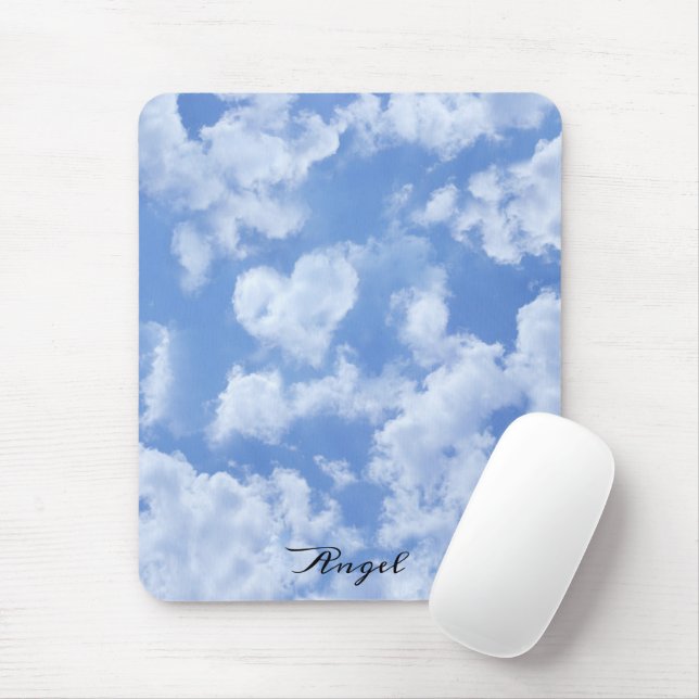 Heart Cloud Sky Cute Modern Blue Custom Wedding Mouse Pad (With Mouse)