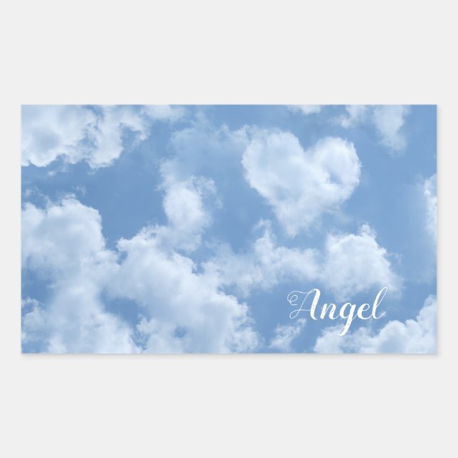 Heart Cloud Sky Cute Modern Blue Custom Wedding Sticker (Front)