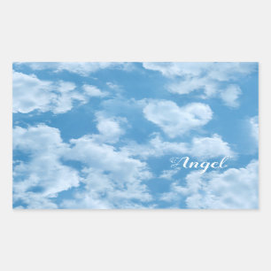 Heart Cloud Sky Cute Modern Blue Custom Wedding Sticker