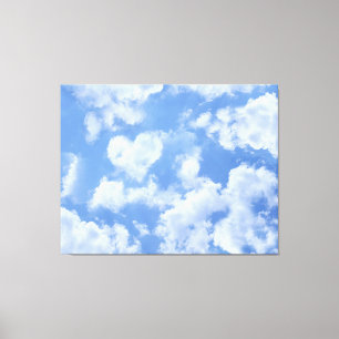 Heart Cloud Sky Cute Modern Lovely Light Blue Girl Canvas Print