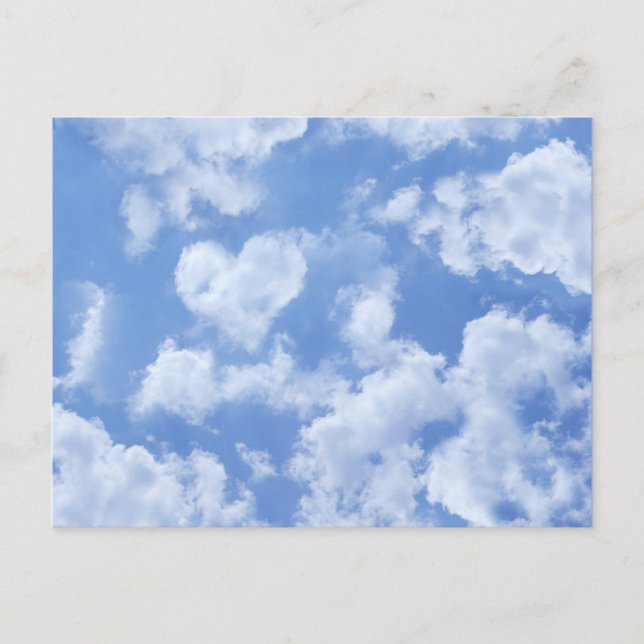 Heart Cloud Sky Cute Modern Lovely Light Blue Girl Postcard (Front)