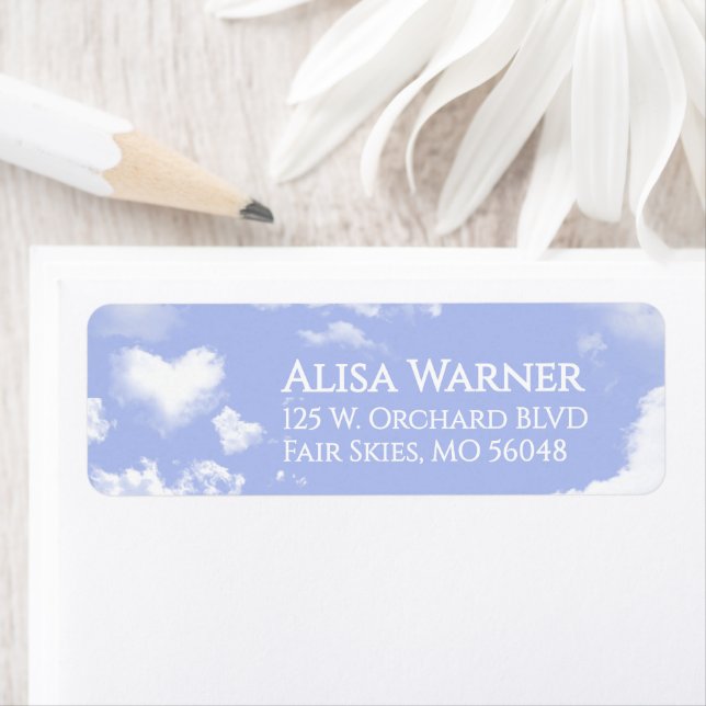Heart Clouds and Blue Sky Return Address Labels (Insitu)