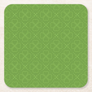 Heart Clover Pattern Square Paper Coaster