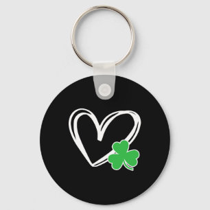 Heart Clover St Patricks Day Men Women St. Patrick Keychain