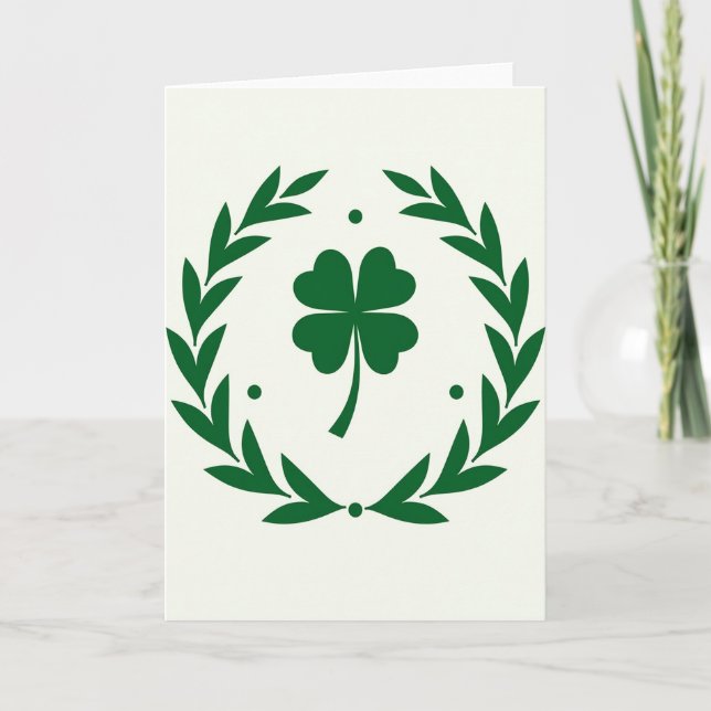 Heart Clover Wreath Luck Card (Front)