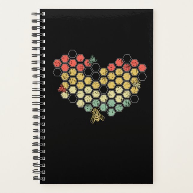 Heart Coloful Honeycomb With Cute Bees Planner (Front)