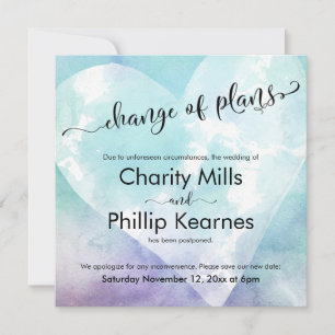 Heart Colourful Postponed Wedding Change of Plans