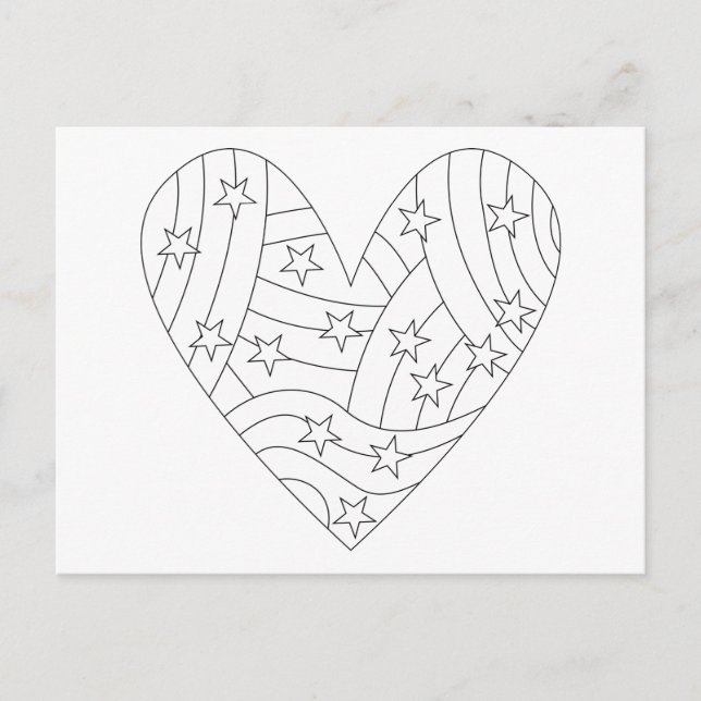 Heart Colouring Design Postcard (Front)