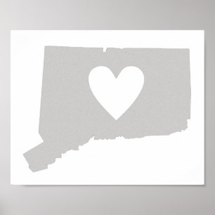 Heart Connecticut state silhouette Poster