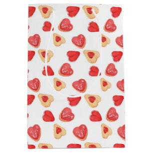 Heart Cookie Valentines Wrapping Paper Medium Gift Bag