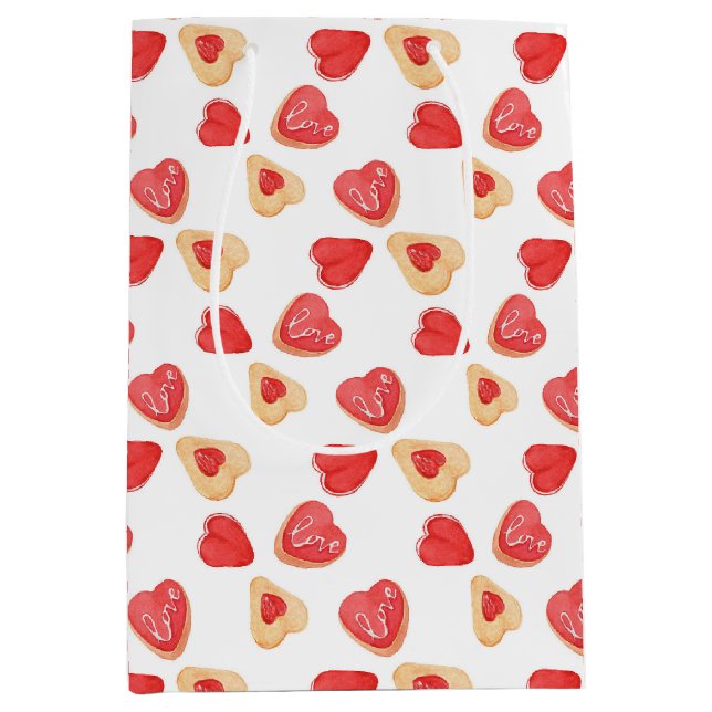 Heart Cookie Valentines Wrapping Paper Medium Gift Bag (Front)
