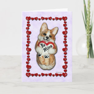 Heart Corgi "Be Mine!" Greeting Card