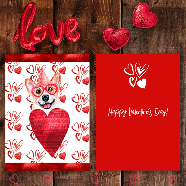 Heart Corgi Dog Lover Valentine Gift Holiday Card (Creator Uploaded)