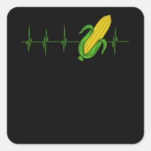 Heart Corn On the Cob Day Funny Corn Meme Pun Square Sticker