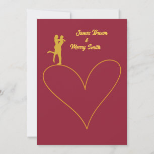 Heart Couple in Love Glamourous Golden Wedding Invitation