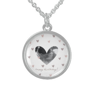 Heart Couple Photo birthday Sterling Silver Necklace