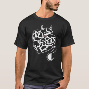Heart Cow Pattern Farm Farmer Women Girls T-Shirt