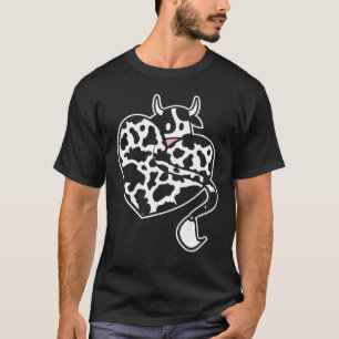 Heart Cow Pattern Farm Farmer Women Girls T-Shirt