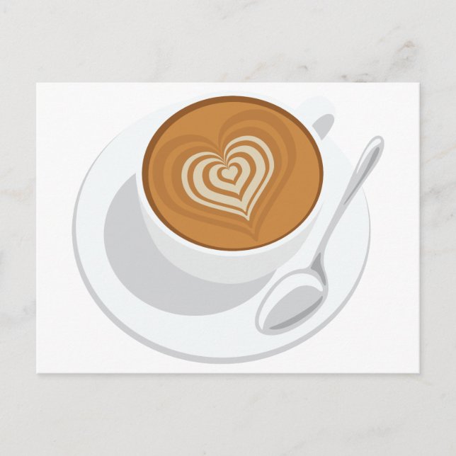 Heart Cream Coffee Postcard (Front)