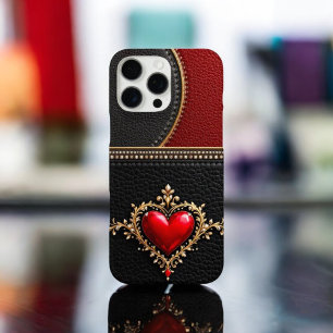 Heart - Crimson Affection Leather Sleeve! iPhone 16 Pro Max Case
