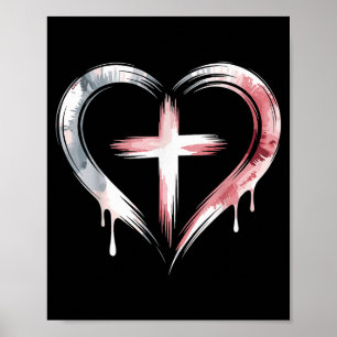 Heart Cross Christian Faith Love  Poster