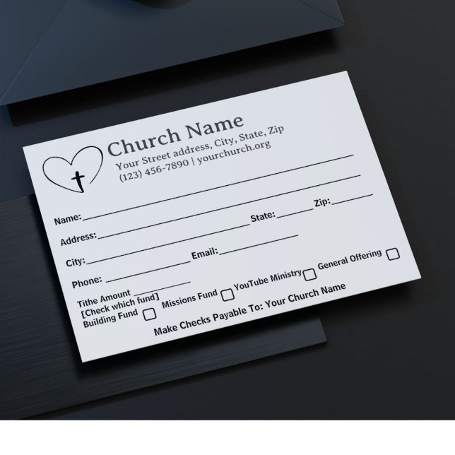 Heart Cross Church Tithe Giving Scripture Verse Envelope (Heart Cross Church Tithe Giving Scripture Verse Envelope)