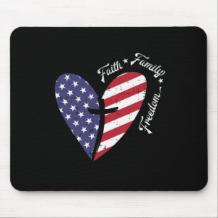 Heart Cross Faith Fourth 4th Of July Patriotic Chr Mouse Pad