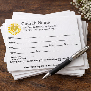 Heart Cross Sun Church Tithe Offering Collection Envelope