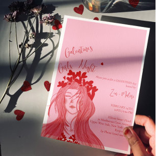 Heart Crown Girl – Galentine’s Day Girls Night Invitation