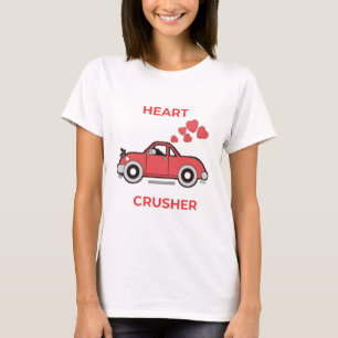 Heart Crusher: A Love-Fueled Valentine Car Design T-Shirt