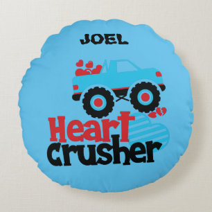 HEART CRUSHER TRUCK PERSONALIZED THROW PILLOW! ROU ROUND PILLOW