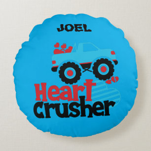 HEART CRUSHER TRUCK PERSONALIZED THROW PILLOW! ROU ROUND PILLOW