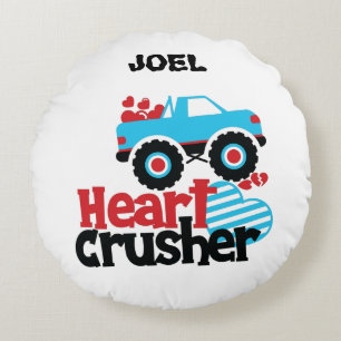 HEART CRUSHER TRUCK PERSONALIZED THROW PILLOW! ROUND PILLOW