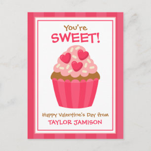 Heart Cupcake Personalized Valentine's Cards