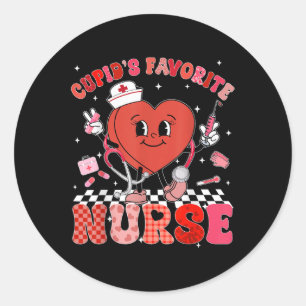 Heart Cupids Favourite Valentines Day Rn Cna Icu S Classic Round Sticker