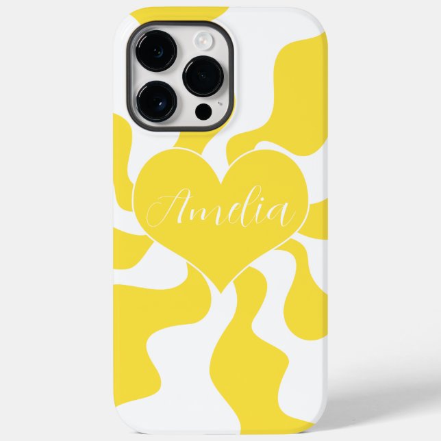 Heart Custom - Lemon Yellow and White Case-Mate iPhone Case (Back)