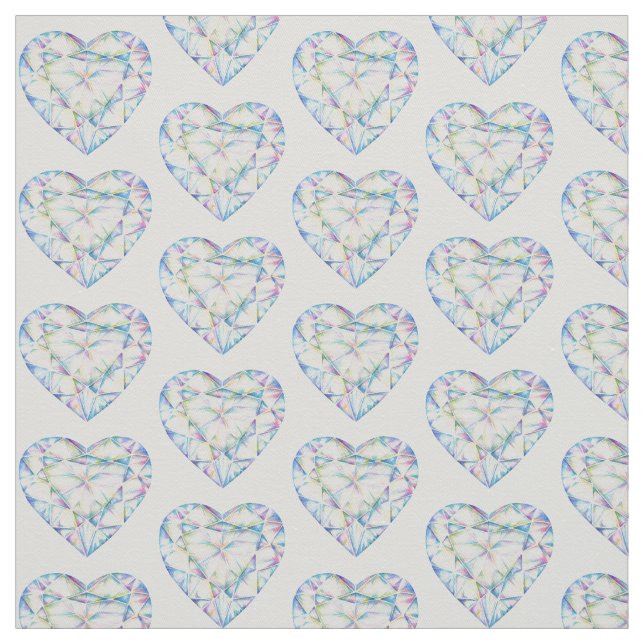 Heart cut diamond watercolor art fabric (Swatch)