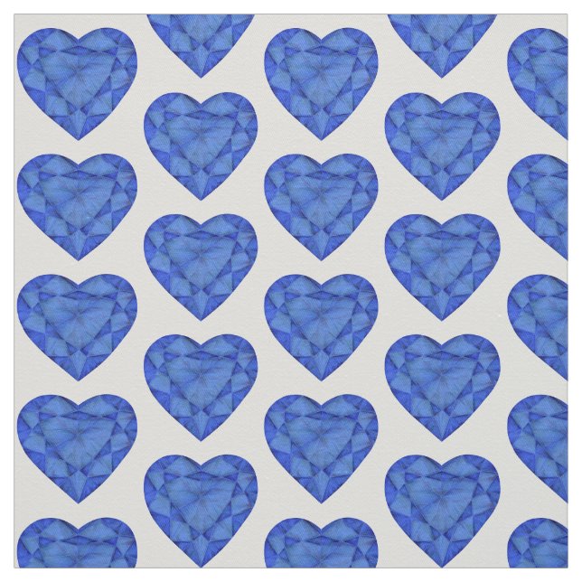 Heart cut sapphire watercolor art fabric (Swatch)