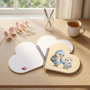 Heart Cute Little Bird Siblings Notebook
