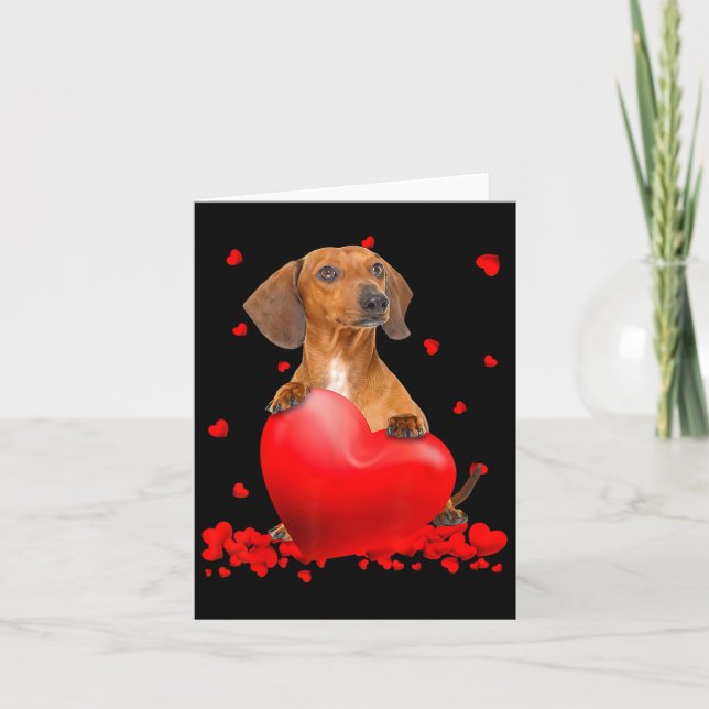 Heart Dachshund Dog Lover Christmas Valentines Day Card (Front)