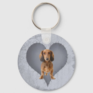 Heart Dachshund Keychain