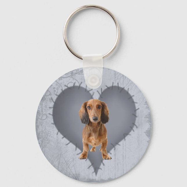 Heart Dachshund Keychain (Front)