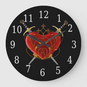 Heart & Daggers Round Clock