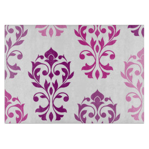 Heart Damask Art I Pinks Plums White Cutting Board