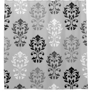 Heart Damask Art Ib Black Greys White