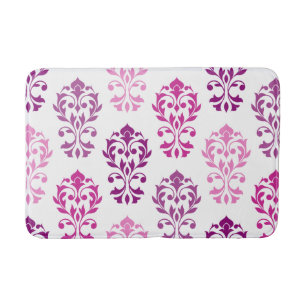 Heart Damask Art Ib Pinks Plums White Bath Mat