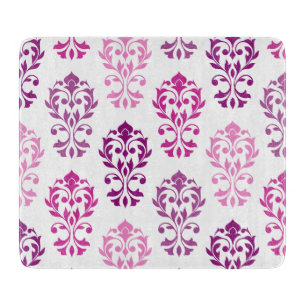 Heart Damask Art Ib Pinks Plums White Cutting Board