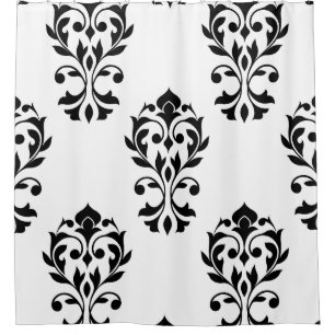 Heart Damask Lg Ptn Black on White