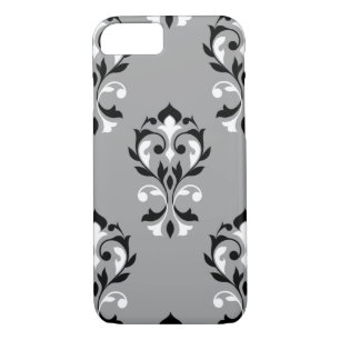 Heart Damask Lg Ptn Black & White on Grey iPhone 8/7 Case